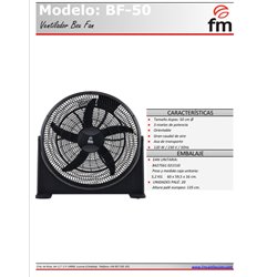 Ventilador Box fan FM BF50 aspas 50cm  120 watios